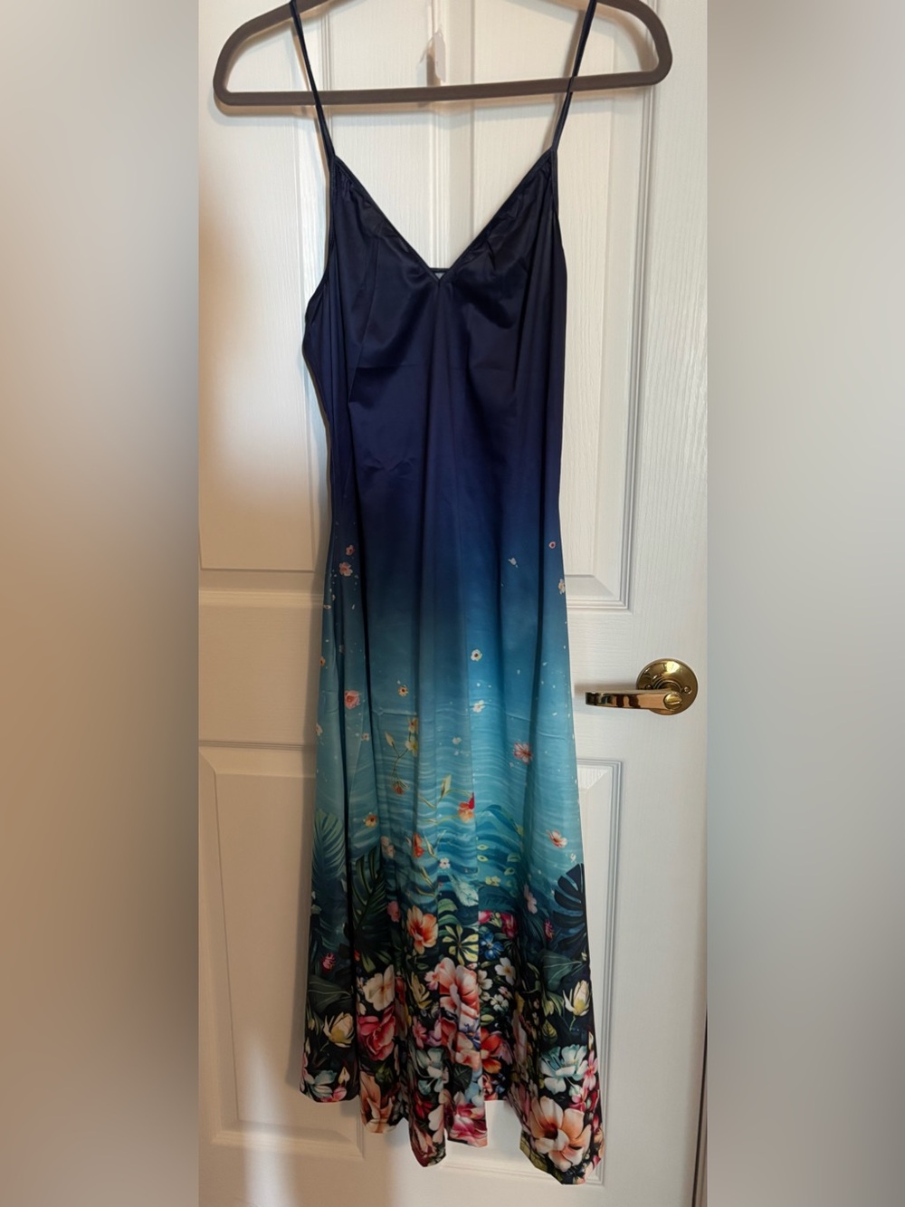 Women's Ombre Blue Floral Maxi dress